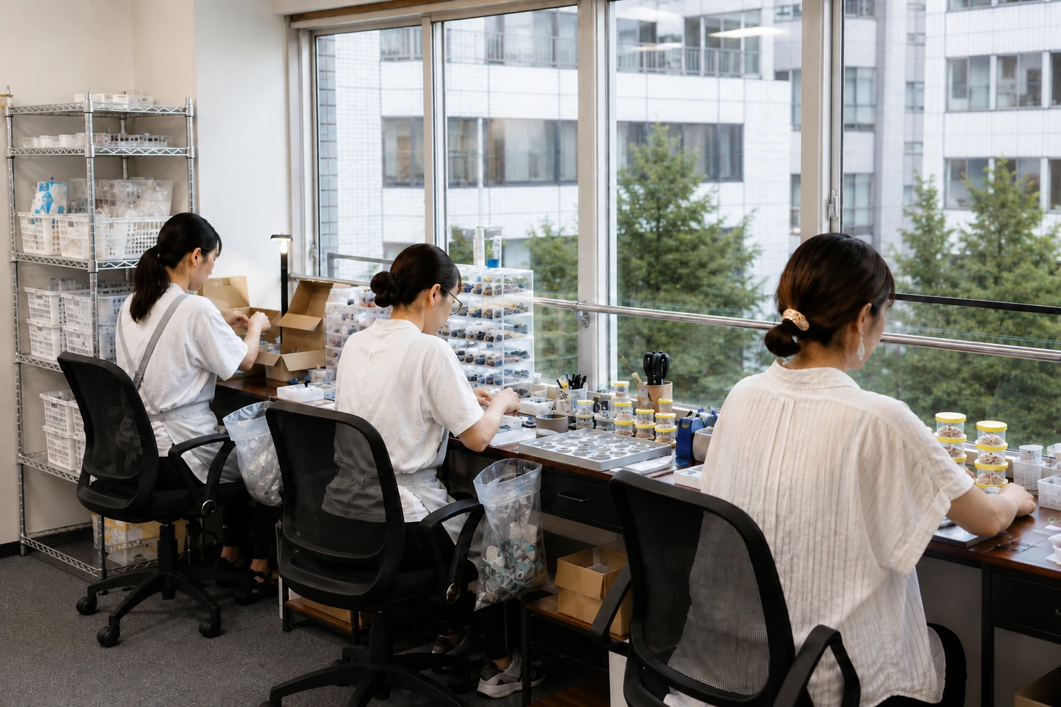 GOLD STONEで商品を仕立て、確認している作業風景