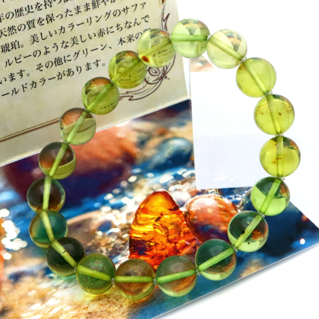 【❄︎ミント❄︎】天然琥珀バルティックアンバーのゴムブレスレット オレンジ アンバー ブレスレット 10mm ナチュラルカラー リトアニア