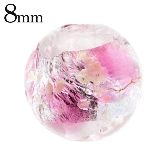 ホタルガラス 光る クリア ピンク ビーズ 粒売り 1粒 8mm 透明 桃色 蓄光 夜光 とんぼ玉 ほたる 蛍 トンボ玉