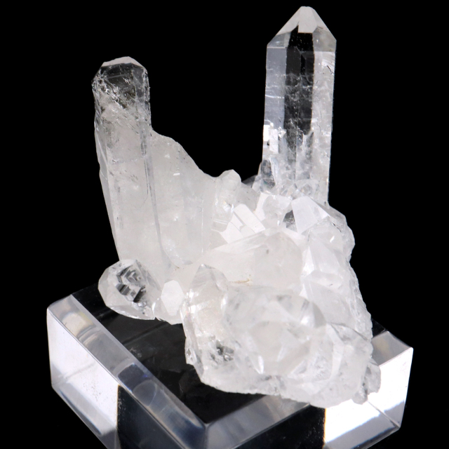 天然 水晶 クラスター ミニ 23g 台座付き ブラジル ゼッカ産 透明感が