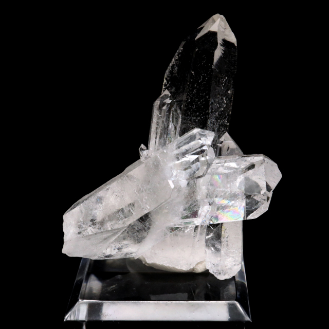 天然 水晶 クラスター ミニ 35g 台座付き ブラジル ゼッカ産 透明感が