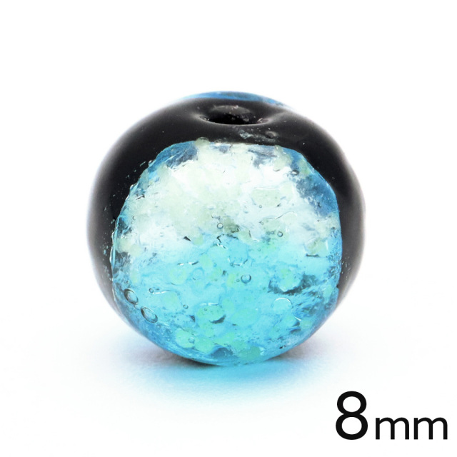 ハテルマブルー ホタルガラス 8mm 光る 粒売り 1粒 とんぼ玉 沖縄 お土産 波照間島