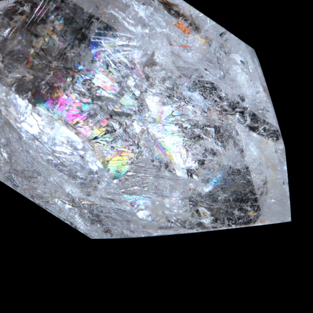 レムリアンシード 水晶 六角柱 ポイント 全面研磨 磨き 1点もの 虹入り レインボー 天然石 ブラジル バイーア州産 証明書付き