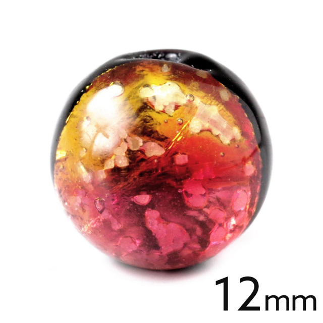 光る ケラマ サンセット オレンジ ホタルガラス 12mm 粒売り 1粒 とんぼ玉 沖縄 お土産
