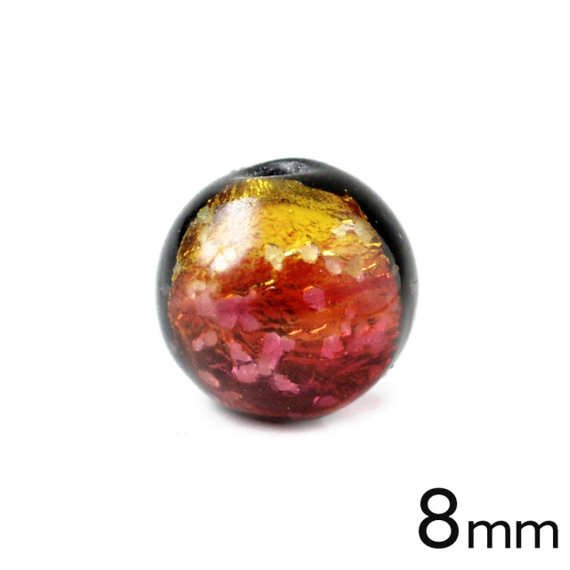 光る ケラマ サンセット オレンジ ホタルガラス 8mm 粒売り 1粒 とんぼ玉 沖縄 お土産 父の日
