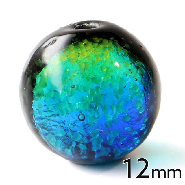 光る ケラママリン ホタルガラス 12mm 粒売り 1粒 とんぼ玉 沖縄 琉球 お土産
