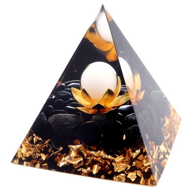 オルゴナイト ピラミッド アメジスト 丸玉入り 紫水晶 曼荼羅 orgonite