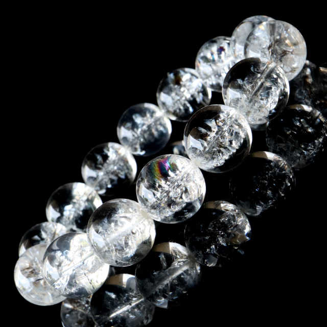アイリスクォーツ 人工クラック 虹入り 水晶 ブレスレット 16mm 天然石