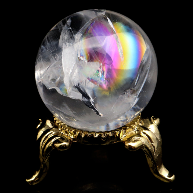 レムリアンシード 水晶 スカル 骸骨 置き物 240g 1点もの AAA+ 虹入り