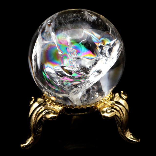 グリーン フローライト AAAAA 丸玉 直径 約43mm 虹入り レインボー