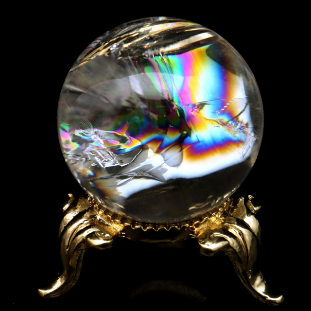 グリーン フローライト AAAAA 丸玉 直径 約47mm 虹入り レインボー